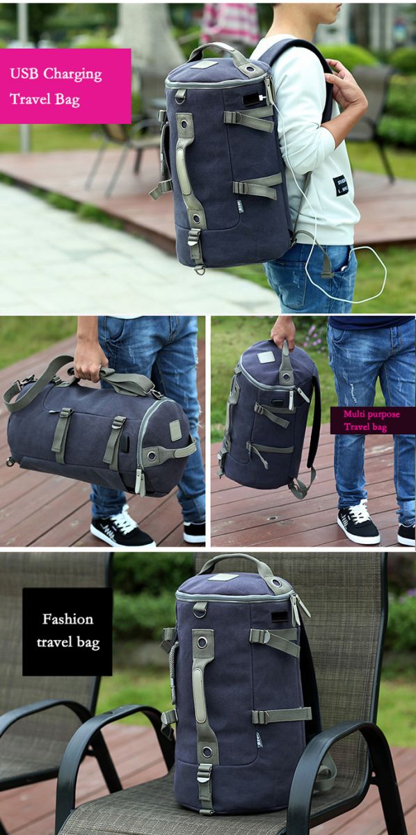 tas ransel duffel travel dengan usb charger port black tas ransel duffel travel dengan usb charger port black