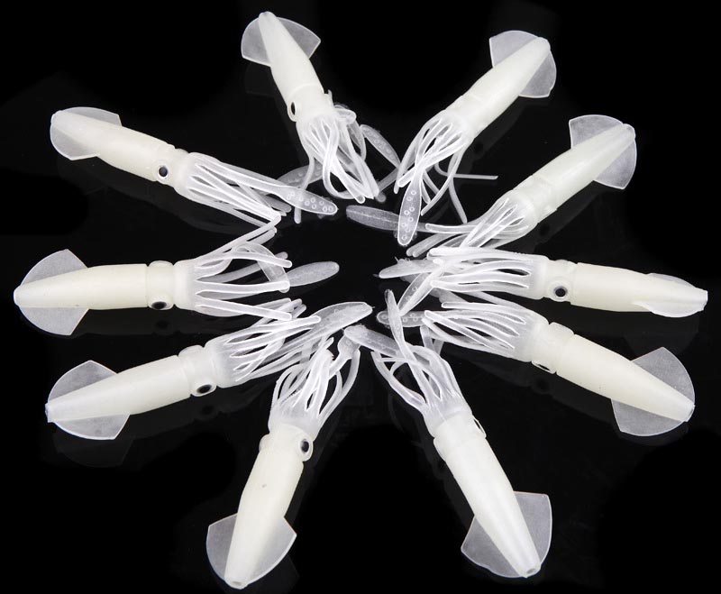 umpan pancing luminous squid soft bait lure 10 pcs white umpan pancing luminous squid soft bait lure 10 pcs white