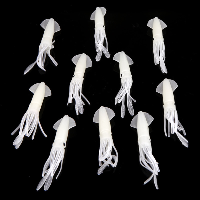 umpan pancing luminous squid soft bait lure 10 pcs white umpan pancing luminous squid soft bait lure 10 pcs white