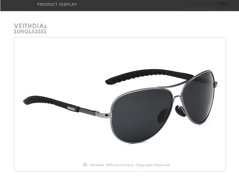 Veithdia Kacamata  Aviator Polarized Sunglasses Black 