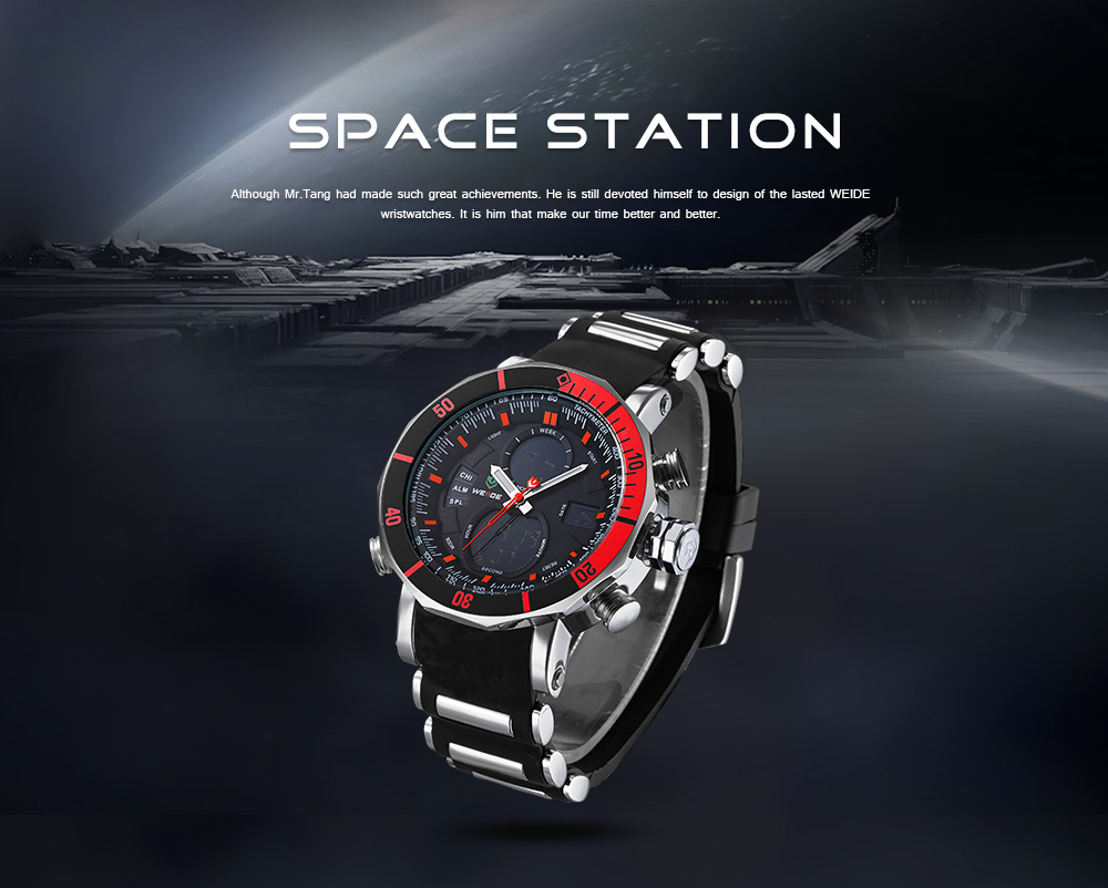 weide jam tangan analog pria dual time zone silicone weide jam tangan analog pria dual time zone silicone