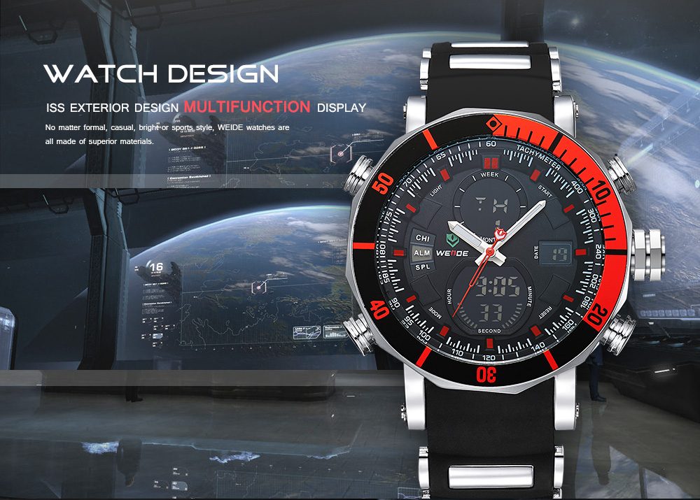 weide jam tangan analog pria dual time zone silicone weide jam tangan analog pria dual time zone silicone
