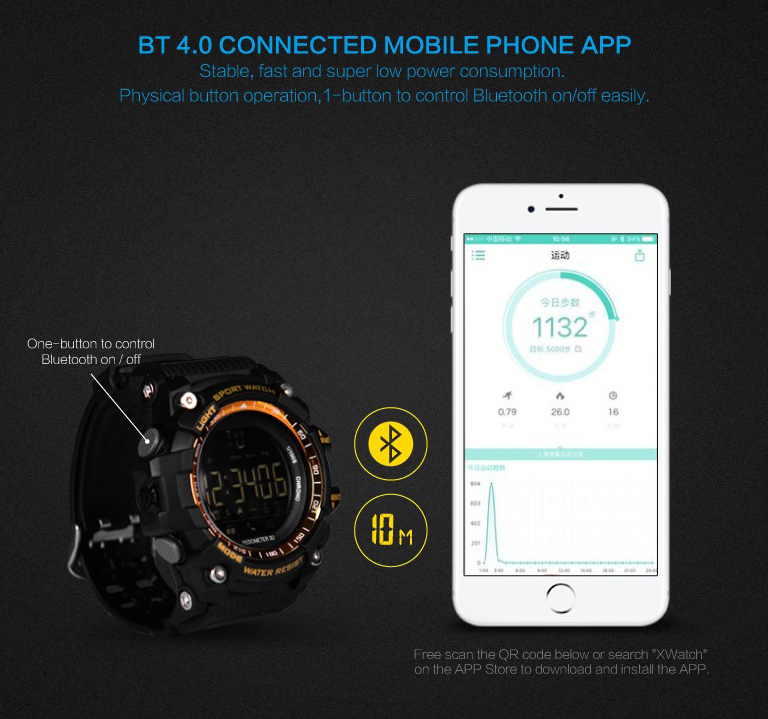 XWatch Smartwatch Olahraga Waterproof - Black - JakartaNotebook.com