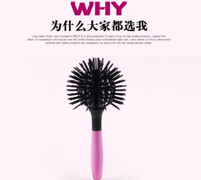 sisir rambut 3d magic comb 360 derajat black pink sisir rambut 3d magic comb 360 derajat black pink