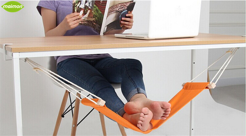 Mini Hammock Tablet Foot Rest / Pijakan Kaki Meja - Orange 
