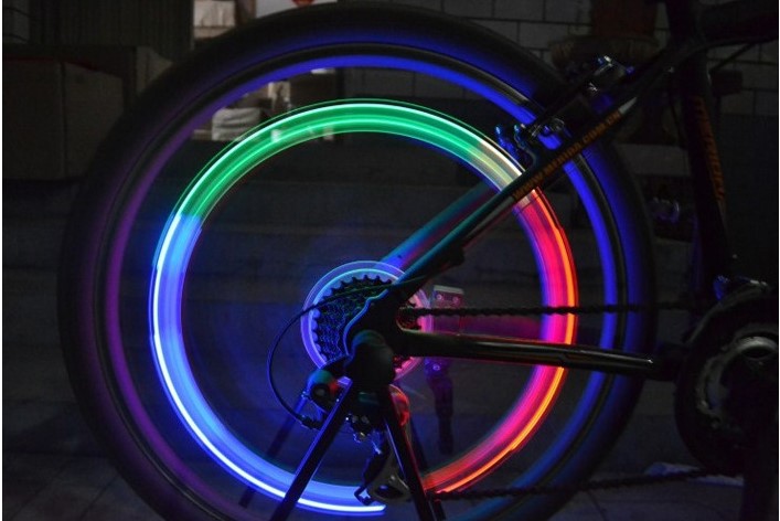 Colorful Lights Gas Nozzle Valve Mountain Bike Night