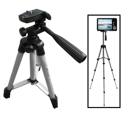 Portable Tripod Stand for Digital Cameras, 4-Section Aluminum Legs with Brace