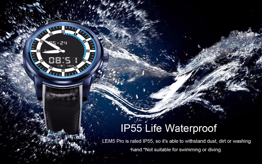 LEMFO LEM5 Pro Bluetooth Smartwatch Sporty SIM Card for Android - Black -  JakartaNotebook.com