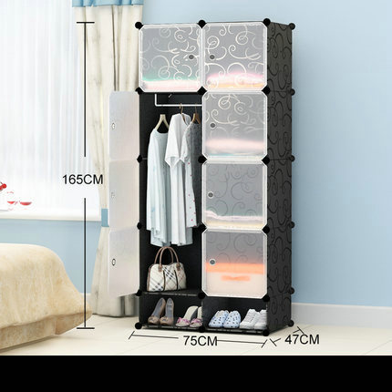 Magic Wardrobe Lemari  Baju  Plastik DIY 8 Pintu Black 