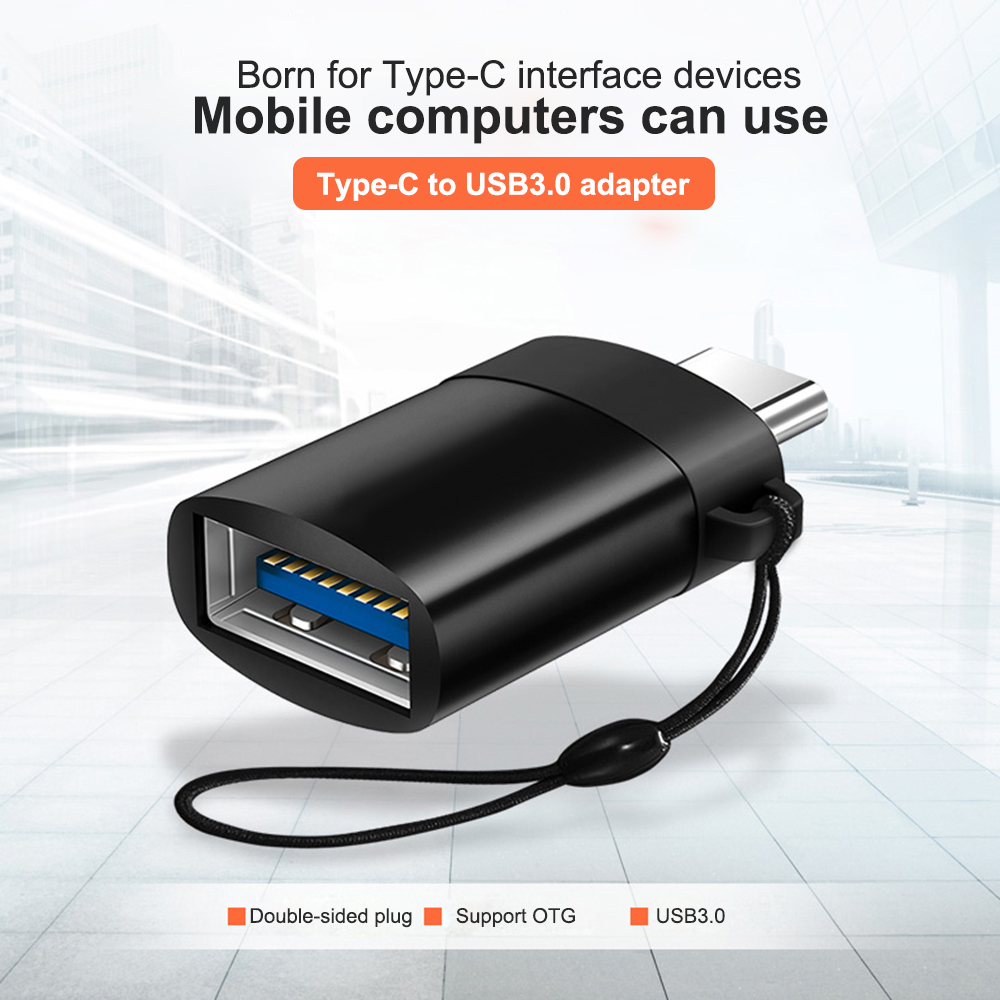 USB Female to USB Type C OTG Adapter - Black 