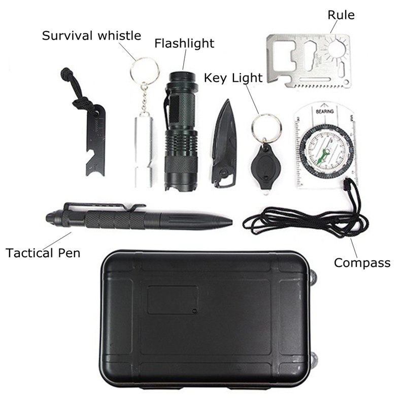 Peralatan Survival Multifungsi 9 in 1 - SOS - Black