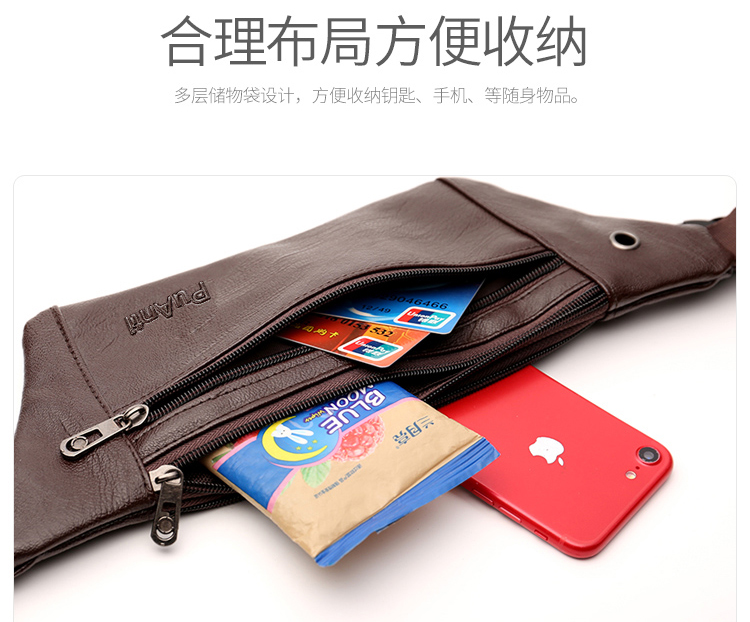 JinPaiDi Tas Pinggang Selempang Pria Waistbag Bahan Kulit