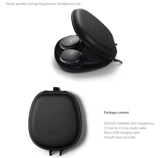 Edifier Bluetooth Headphone Headset Active Noise Cancelling - W860NB -  Black - JakartaNotebook.com